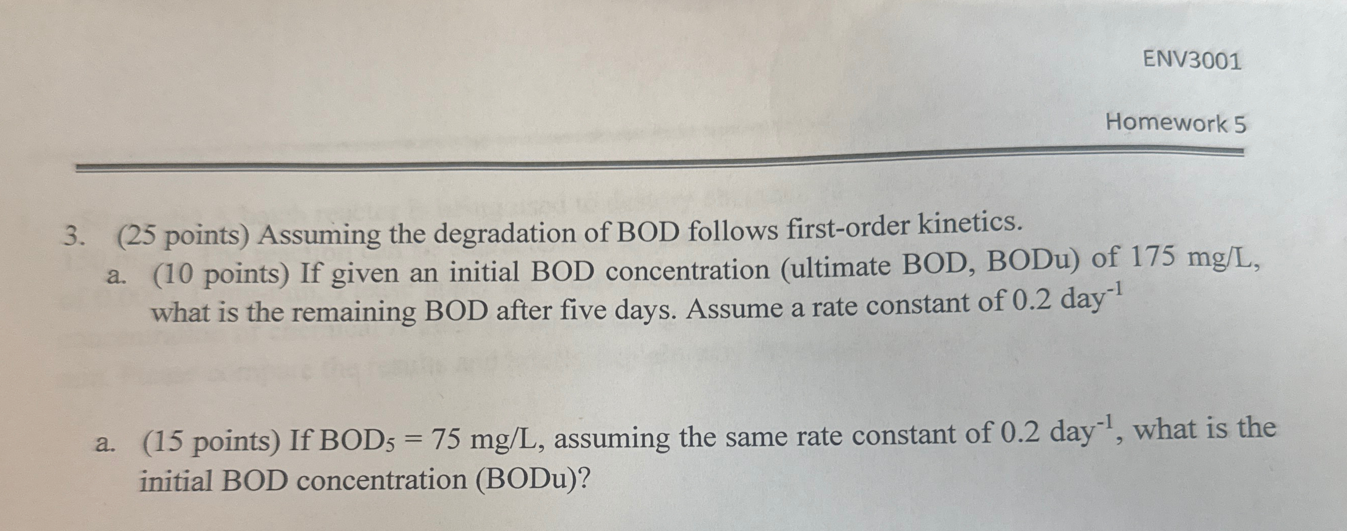 ENV 3 0 0 1 Homework 5 3 . ( 2 5 points )