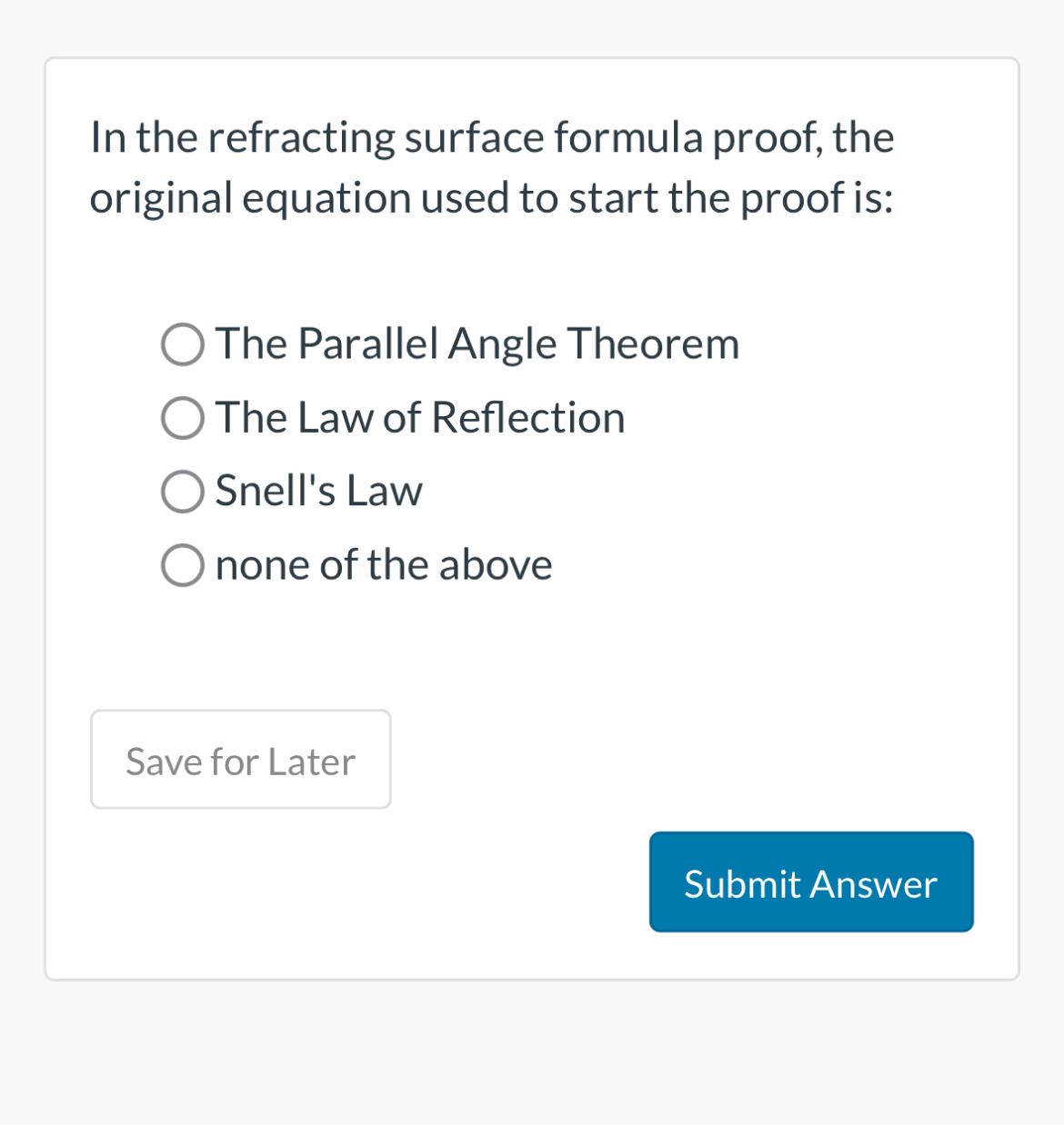 In the refracting surface formula proof, the