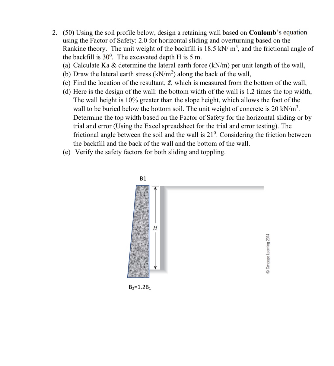 ( 5 0 ) Using the soil profile below, design a