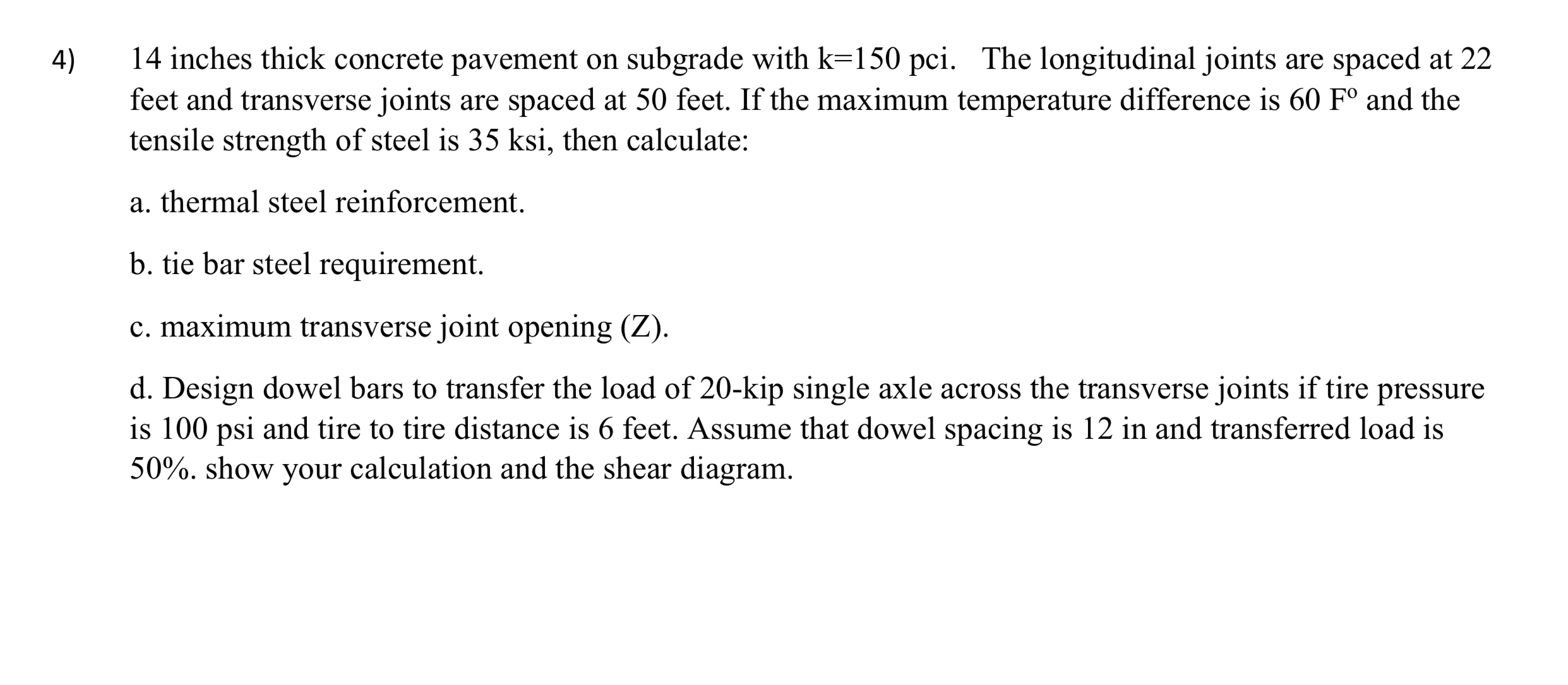 4 ) 1 4 inches thick concrete pavement on