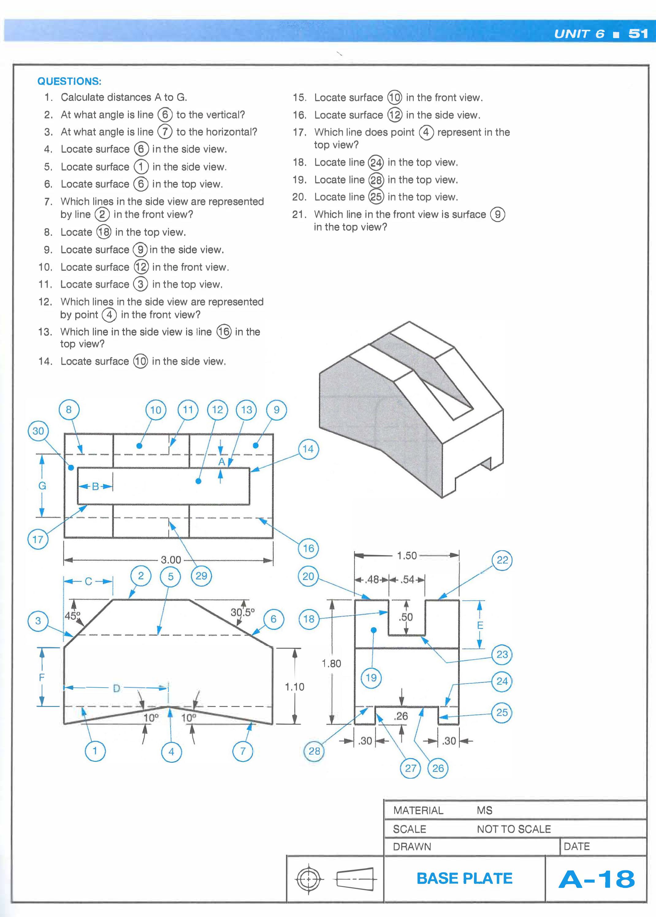 Base plate A - 1 8 QUESTIONS: Calculate distances