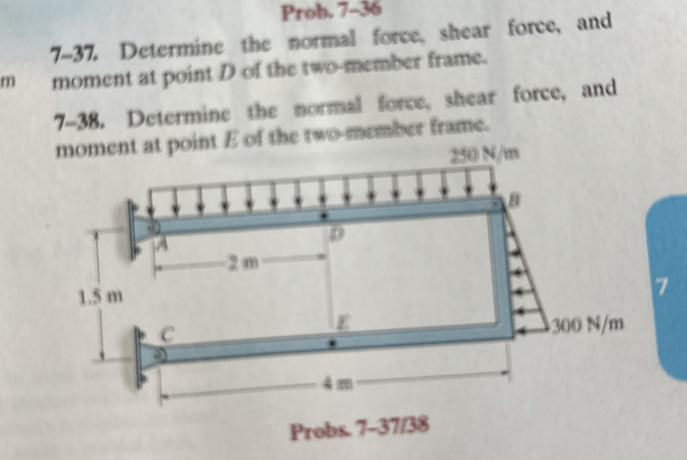 Prob. 7 - 3 6 7 - 3 7 . Determine the normal