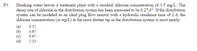 Drinking water leaves a treatment plant with a