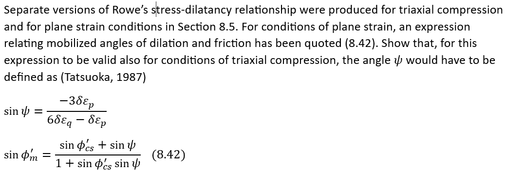 Separate versions of Rowe's stress - dilatancy
