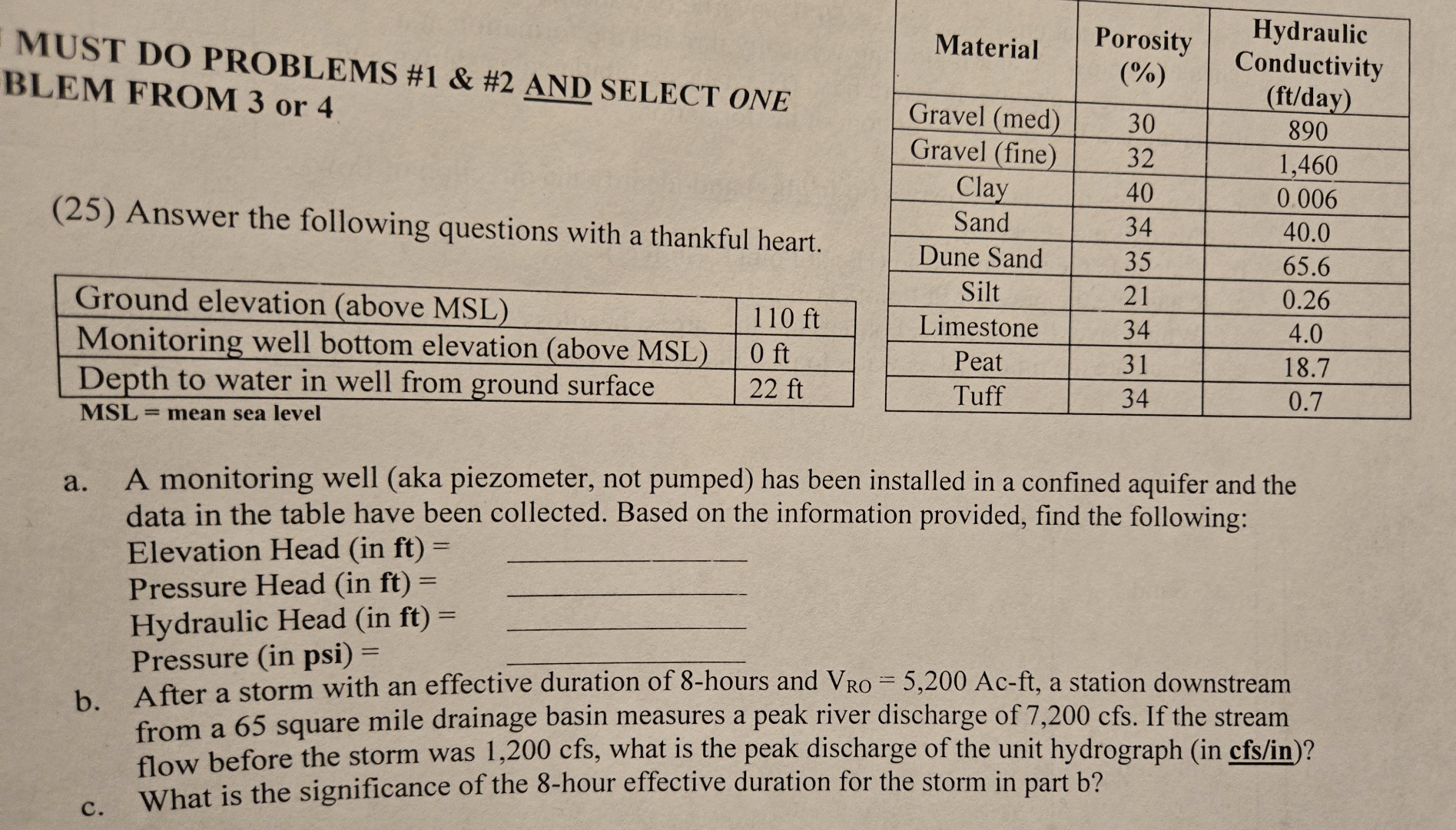 MUST DO PROBLEMS # 1 & # 2 AND SELECT ONE BLEM