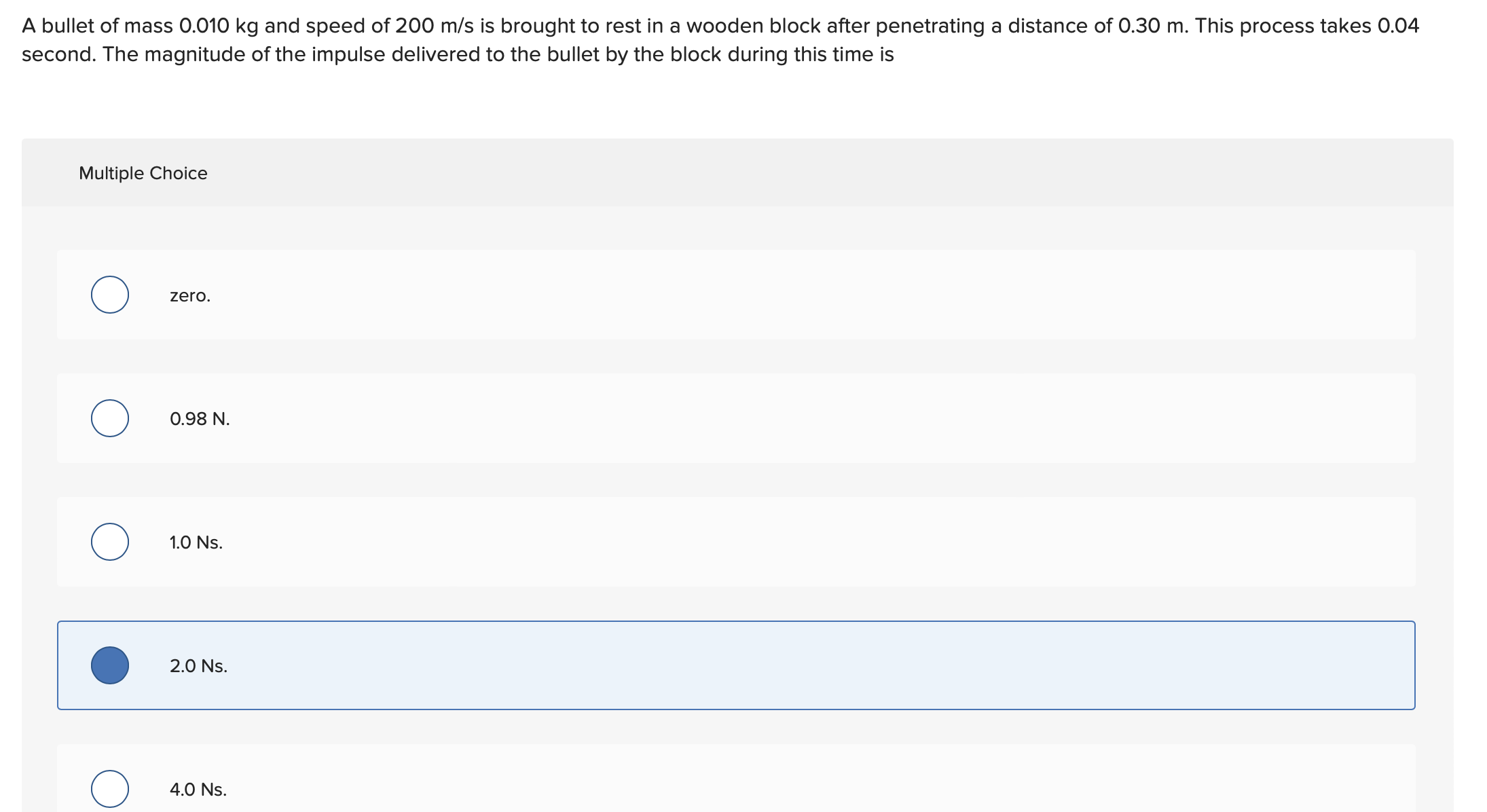 A bullet of mass 0 . 0 1 0 kg and speed of \ ( 2