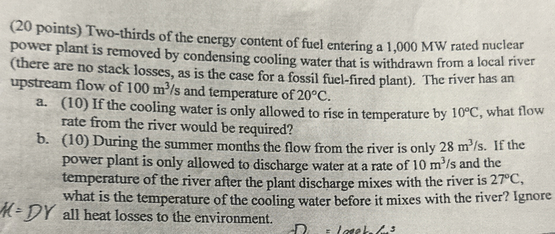 ( 2 0 points ) Two - thirds of the energy content