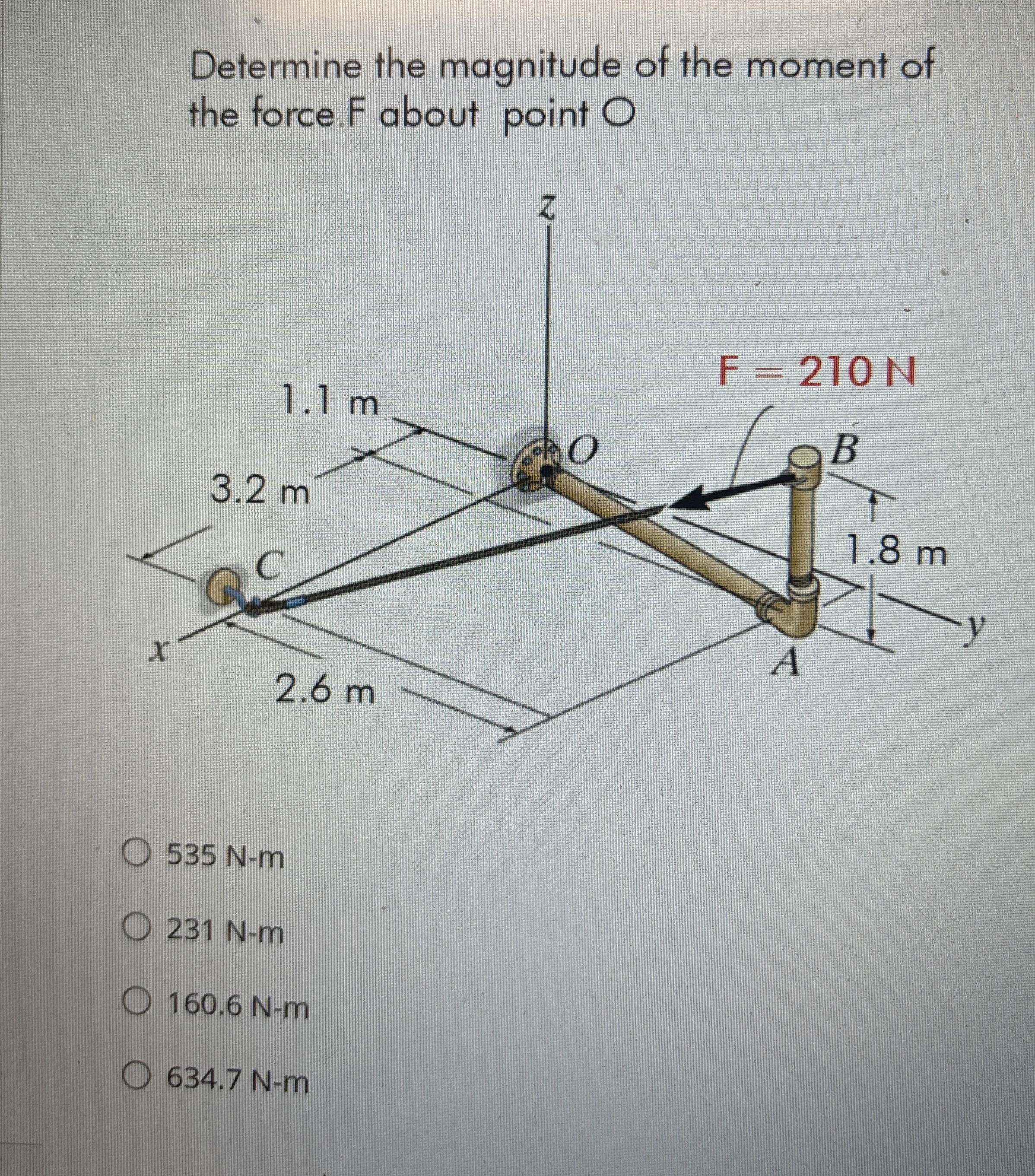 Determine the magnitude of the moment of the