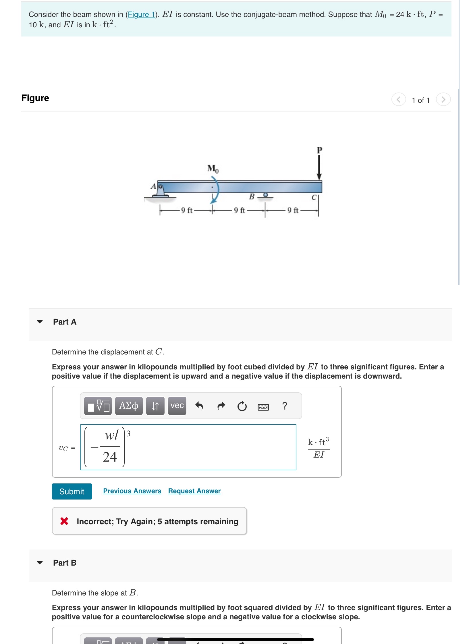 Consider the beam shown in ( Figure 1 ) . E I is