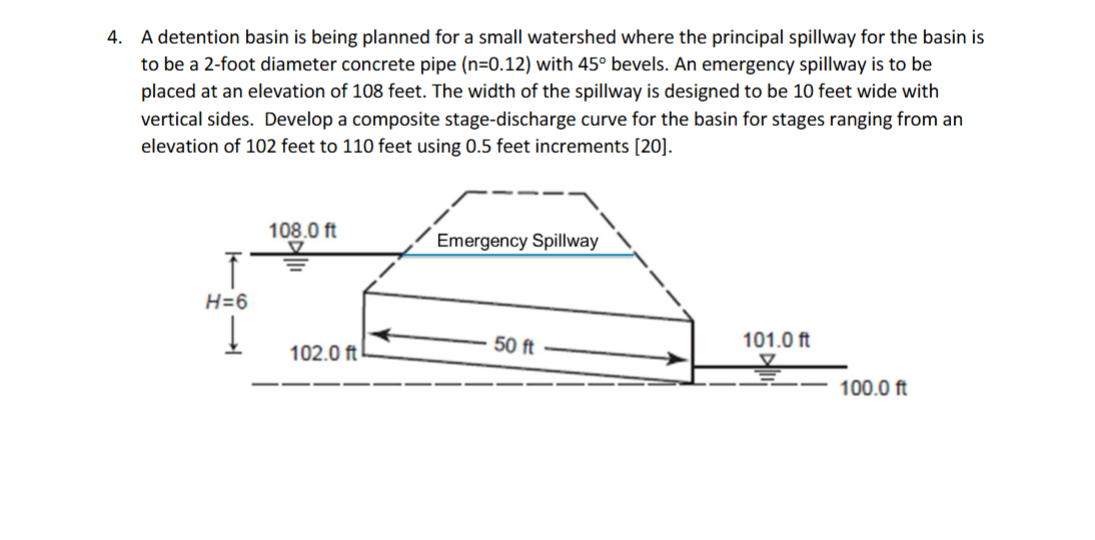 4 . A detention basin is being planned for a