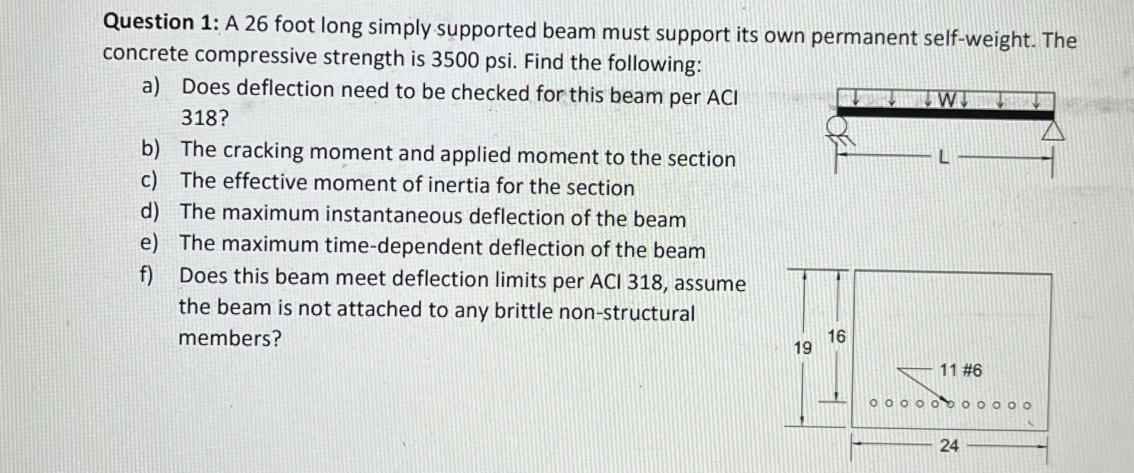 Question 1 : A 2 6 foot long simply supported