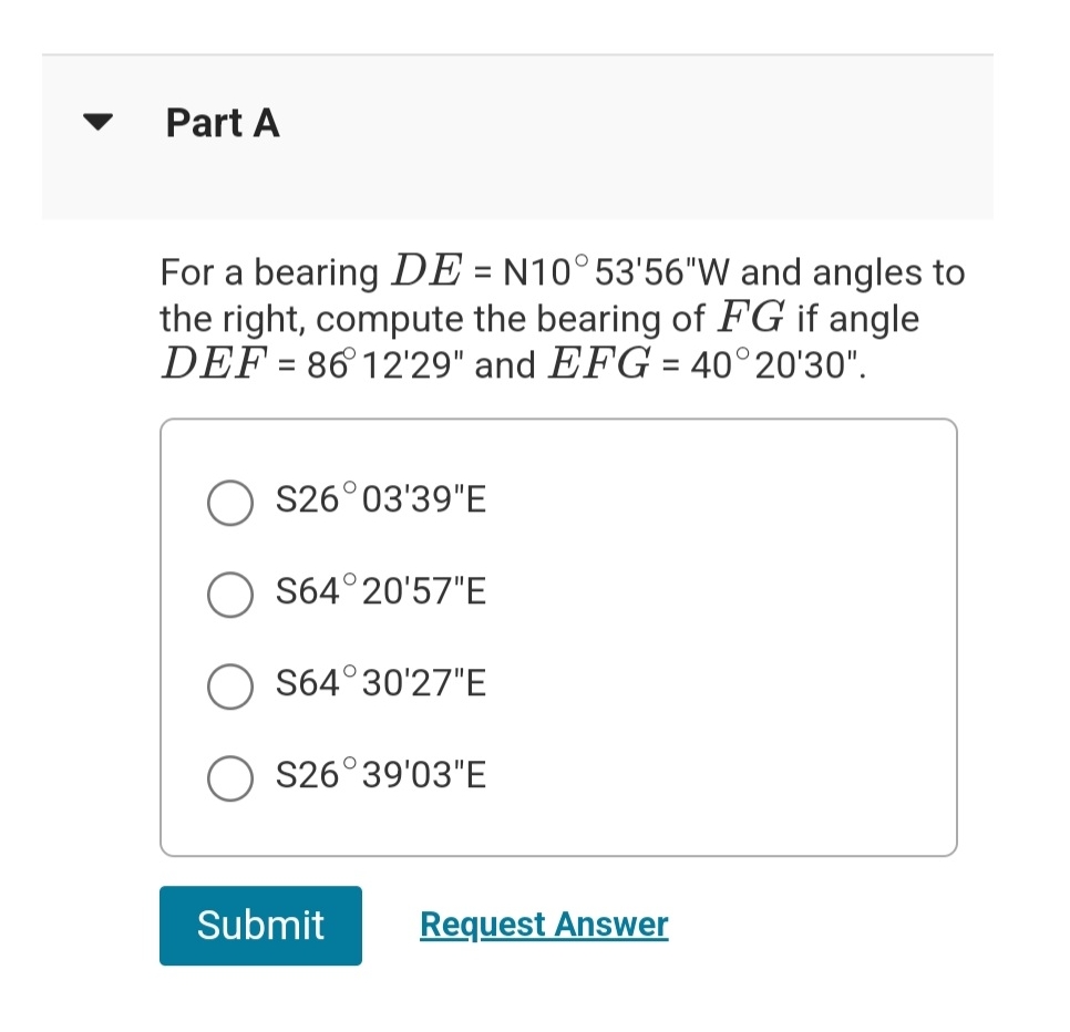 Part A For a bearing D E = N 1 0 5 3 ' 5 6 