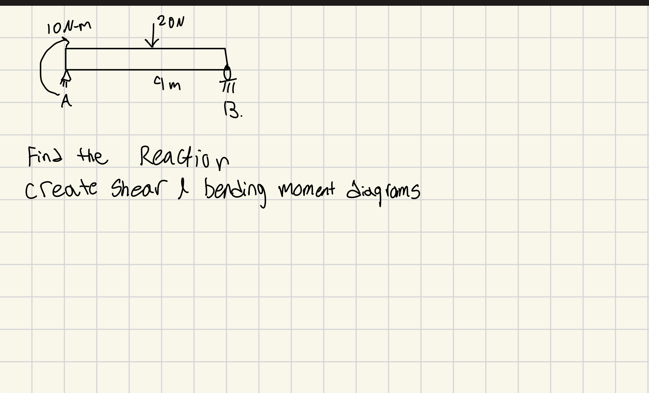 Find the Reaction create shear and bending moment