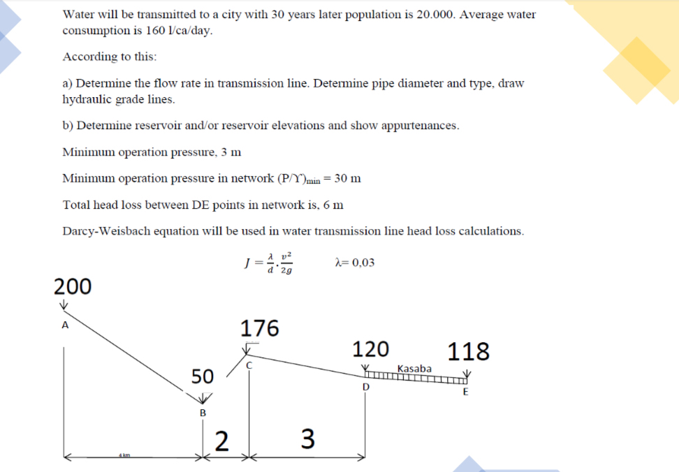 Water will be transmitted to a city with 3 0