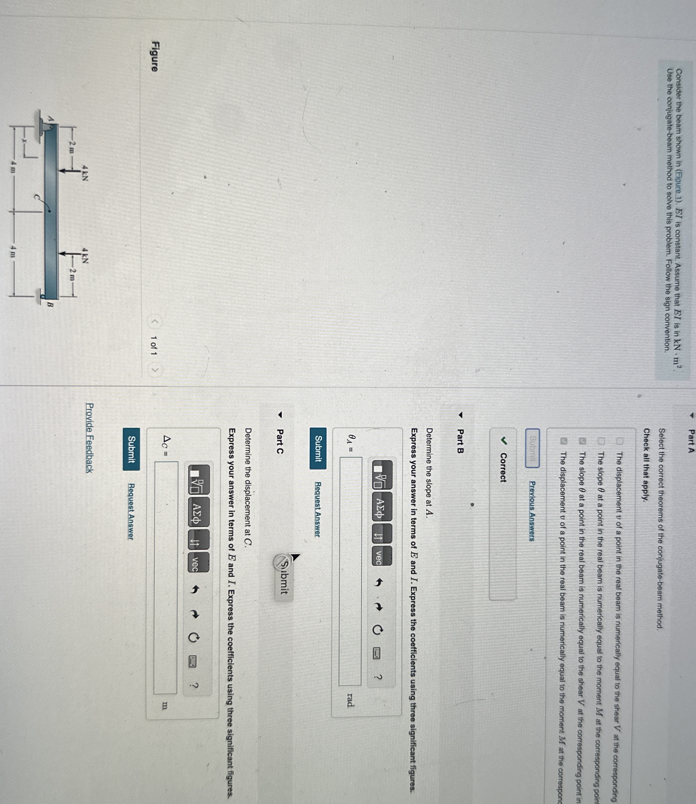 Consider the beam shown in ( Figure 1 ) . E I is