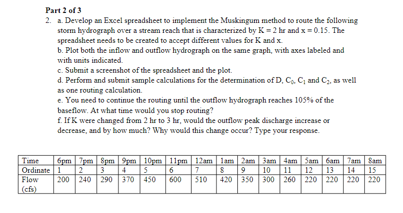 Part 2 of 3 2 . a . Develop an Excel spreadsheet