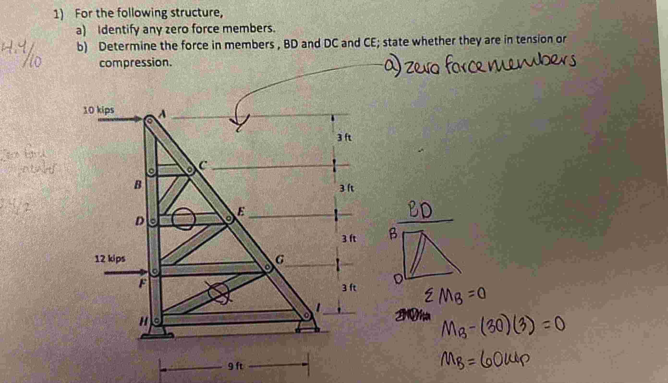 1 ) For the following structure, a ) Identify any