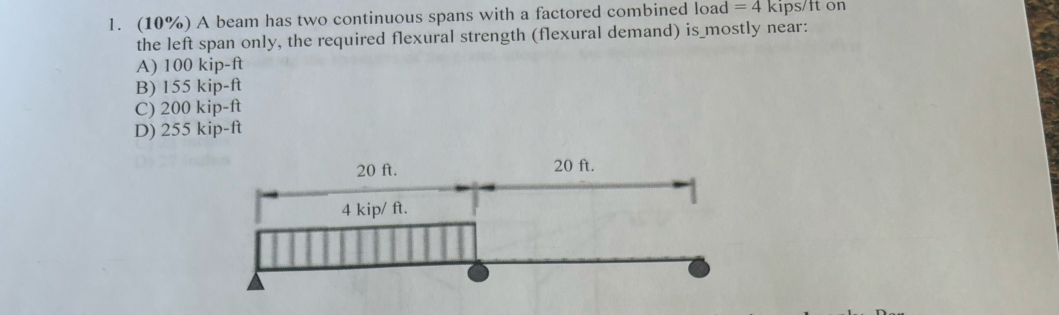 A beam has two continuous spans with a factored