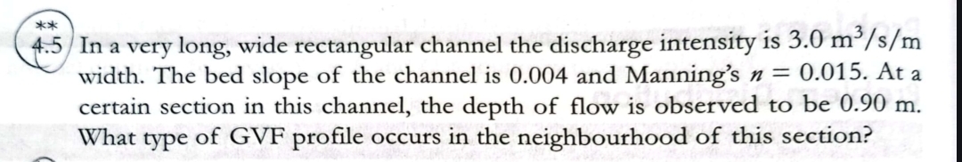 4 . 5 In a very long, wide rectangular channel