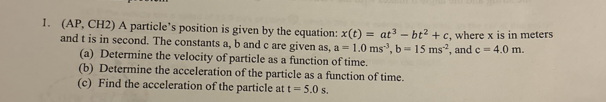 ( AP , CH 2 ) A particle's position is given by