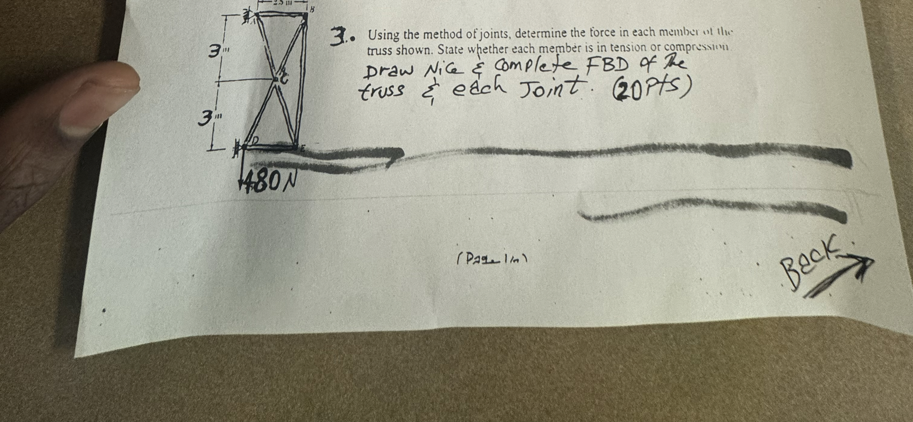 Using the method of joints, determine the force