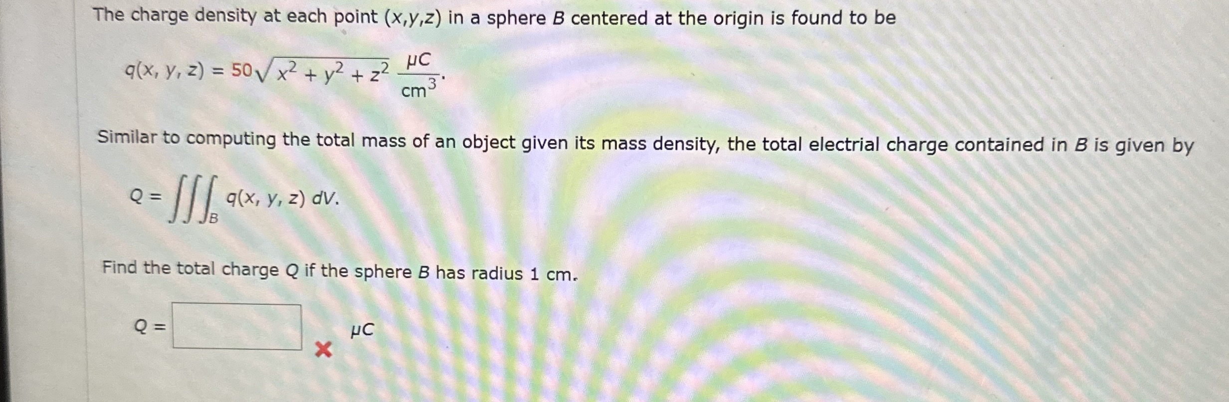 The charge density at each point ( x , y , z ) in