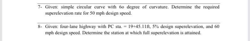 7 - Given: simple circular curve with 6 0 degree