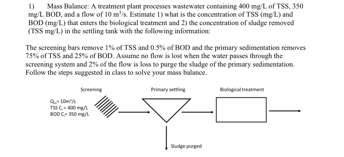 Mass Balance: A treatment plant processes