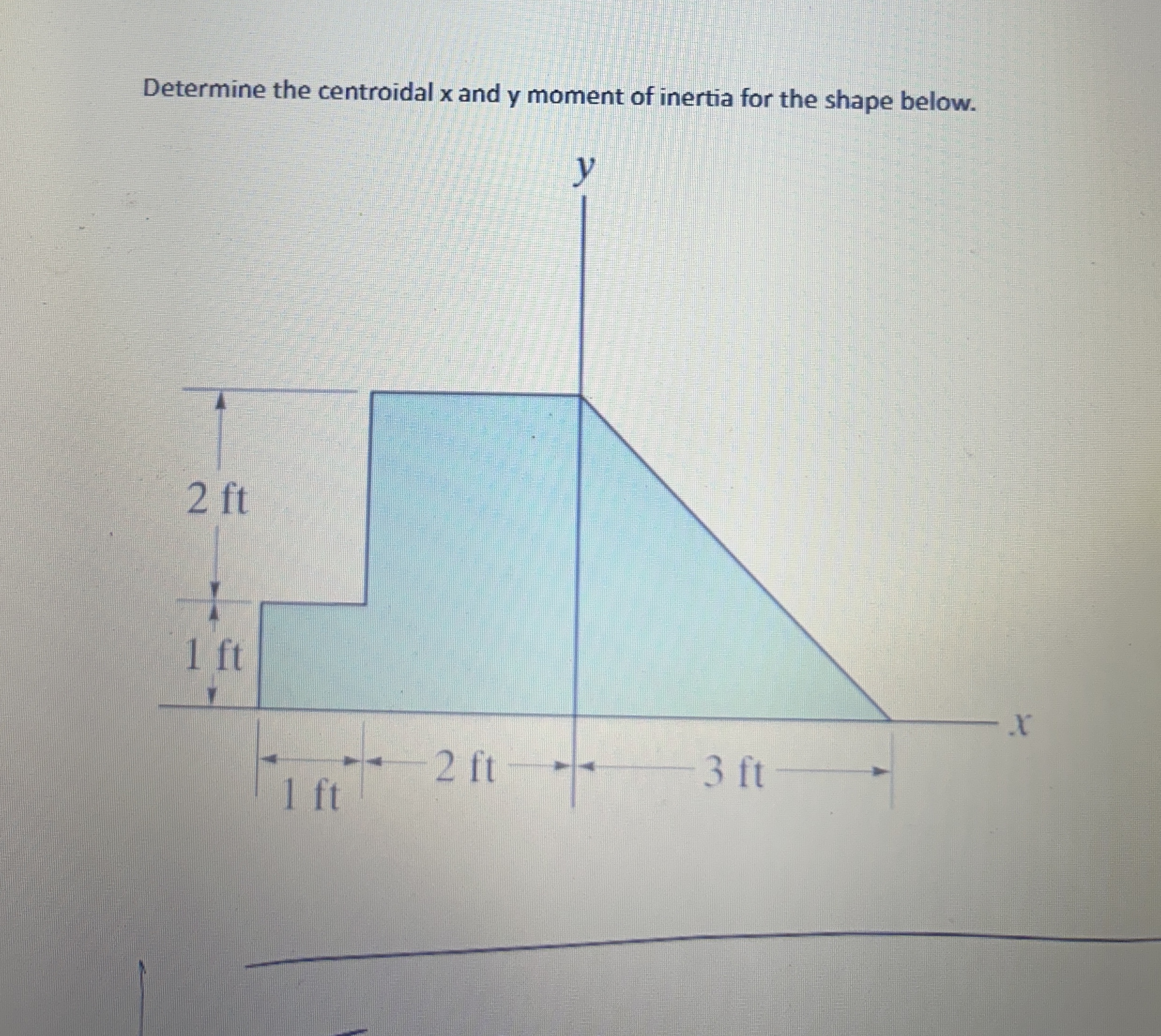 Determine the centroidal x and y moment of