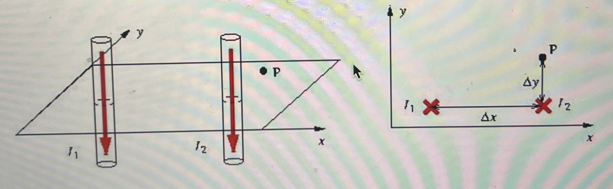Two parallel wires carry currents as shown in the