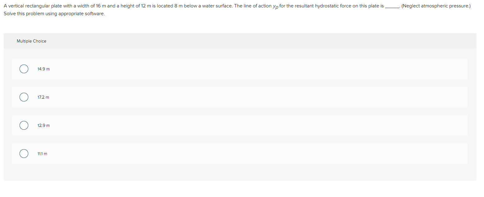 A vertical rectangular plate with a width of 1 6