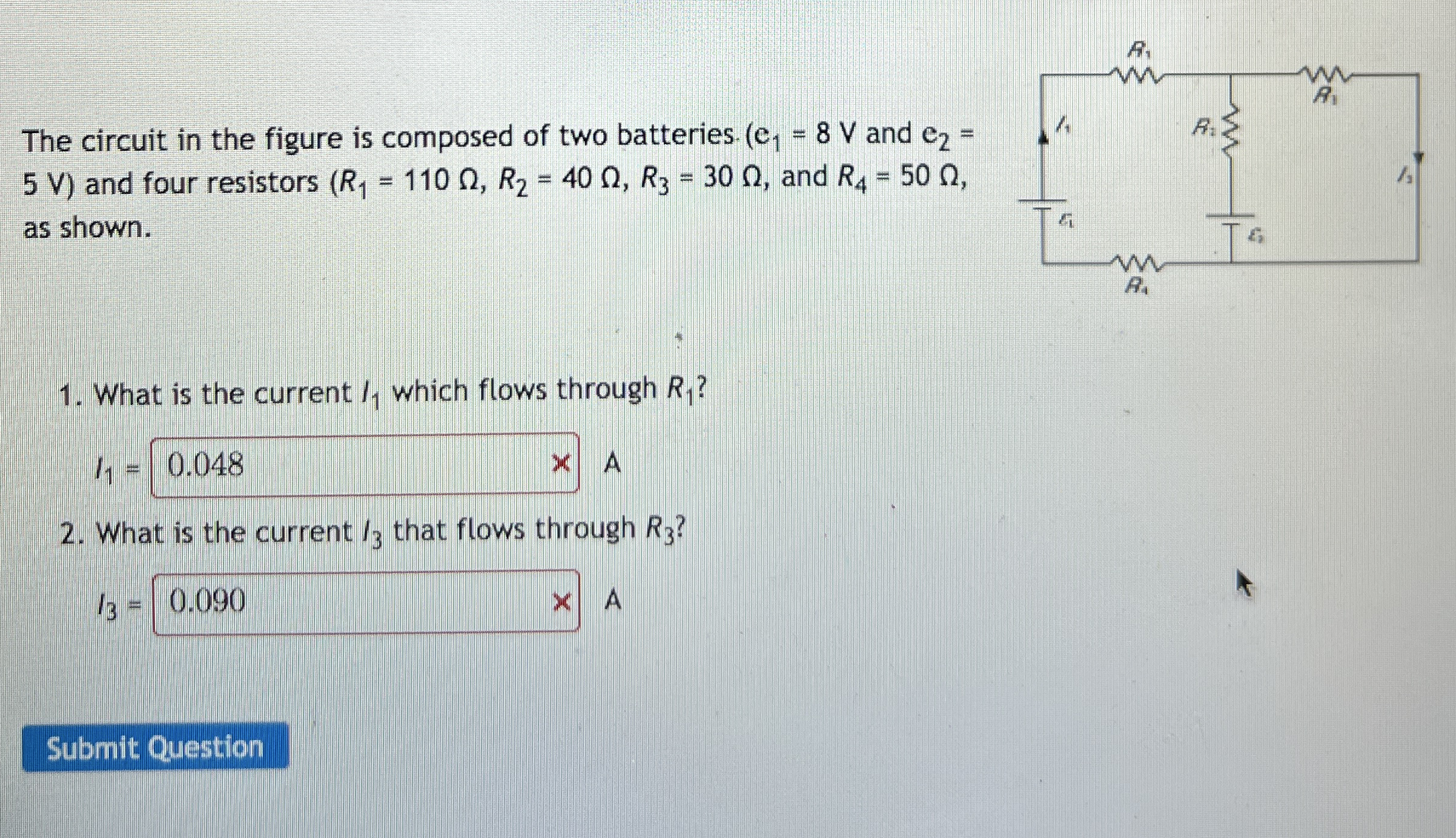 The circuit in the figure is composed of two