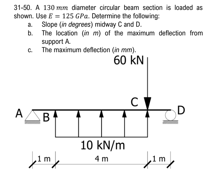 A 1 3 0 mm diameter circular beam section is