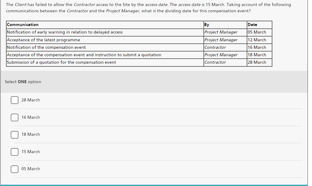 The Client has failed to allow the Contractor