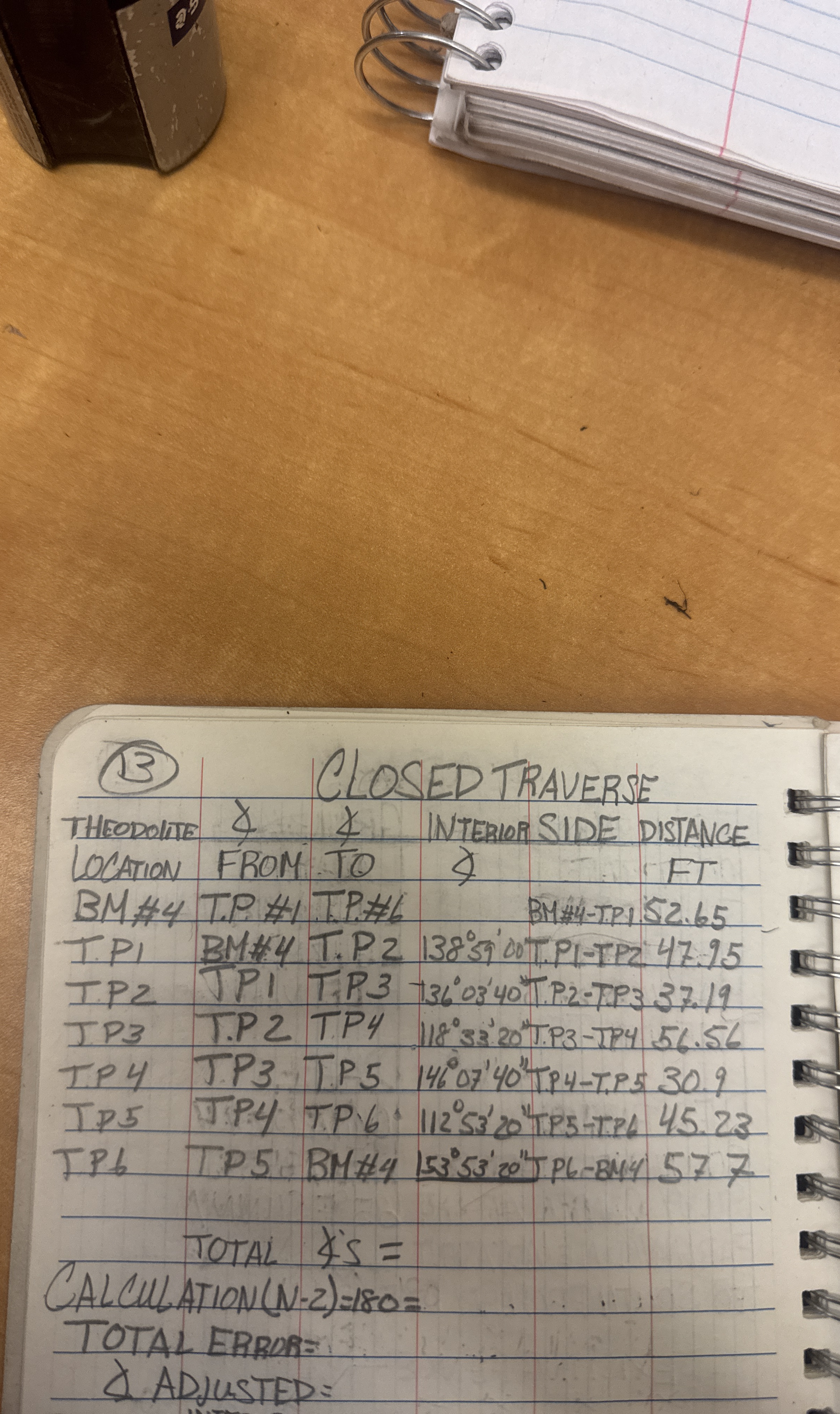 ( 1 3 ) CLOSED TRAVERSE THFODOITE & & INTEROD