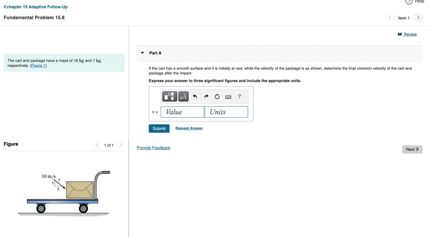 Fundamental Problem 1 5 . 8 The cart and package