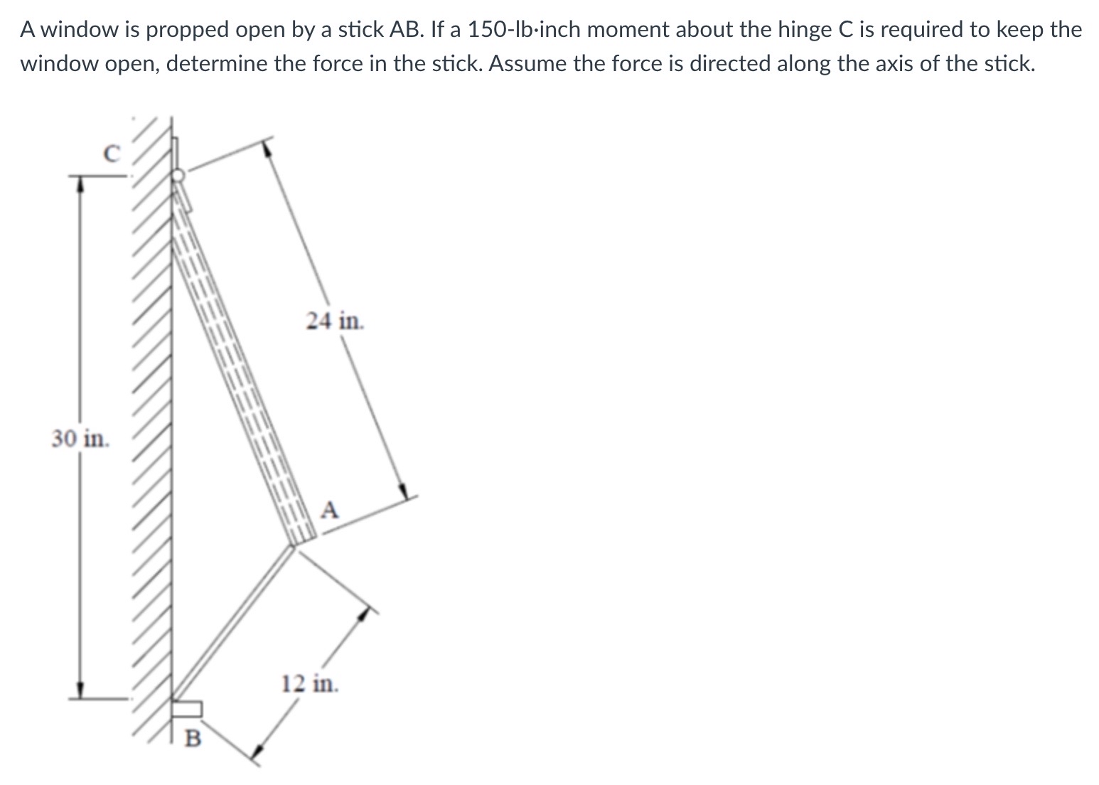 A window is propped open by a stick A B . If a 1