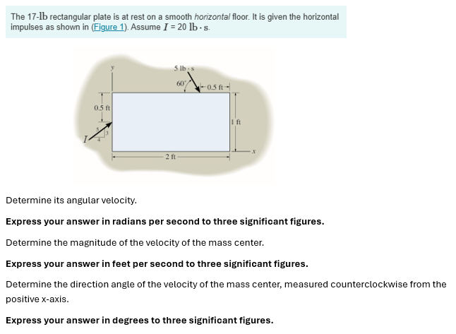 The 1 7 - lb rectangular plate is at rest on a