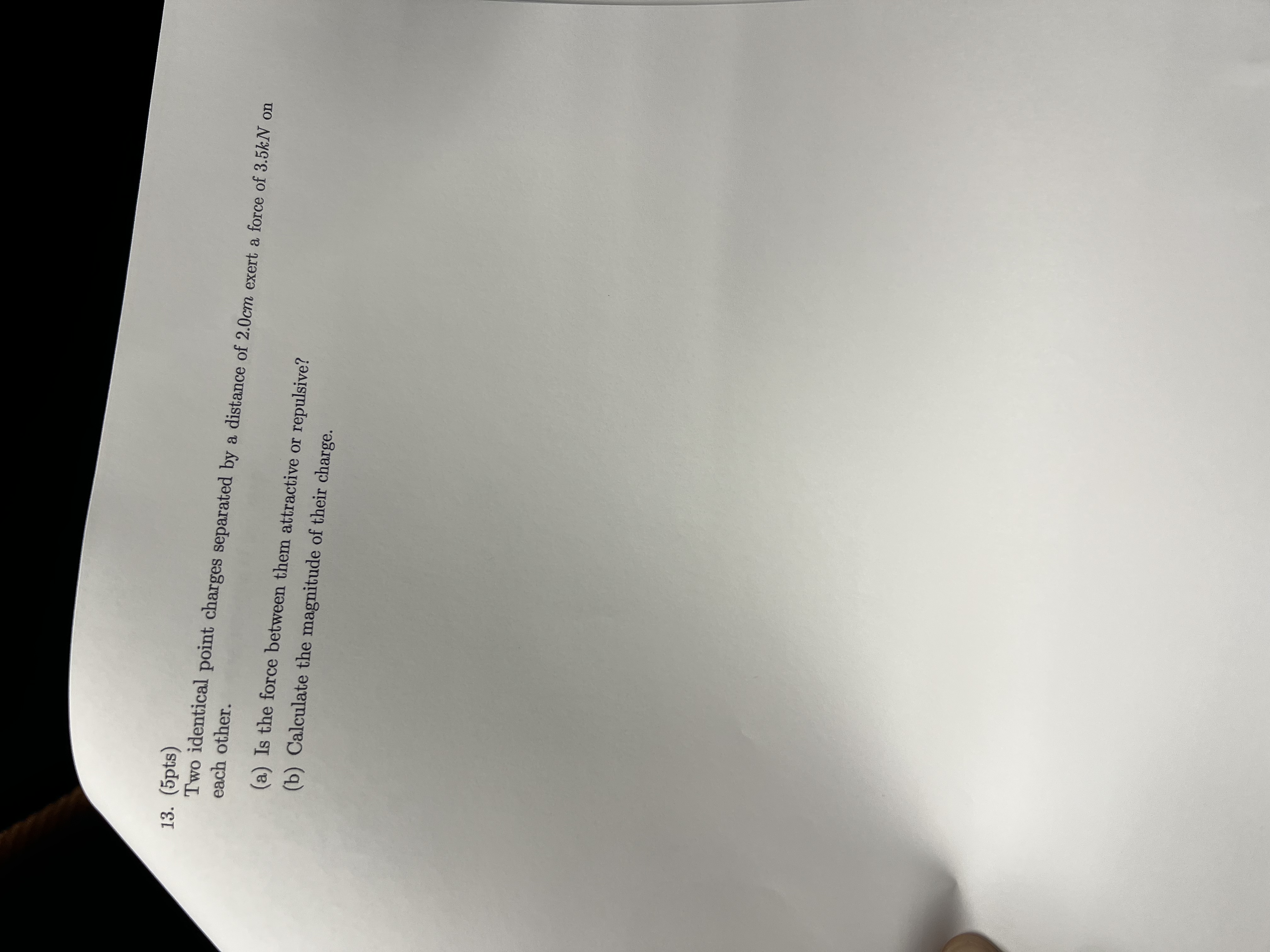 ( 5 pts ) Two identical point charges separated