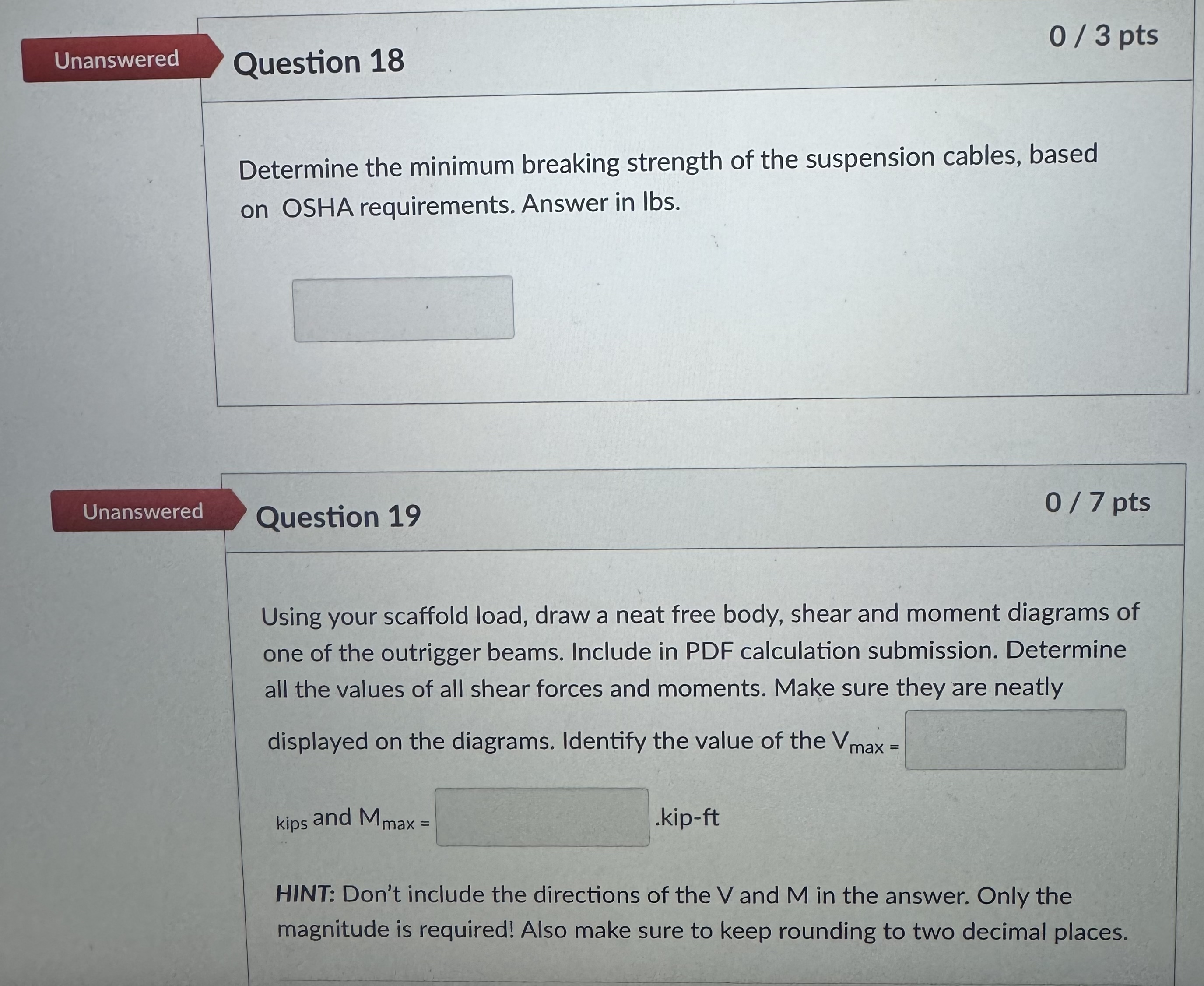 HANGING SCAFFOLD - USE THE INFORMATION BELOW TO