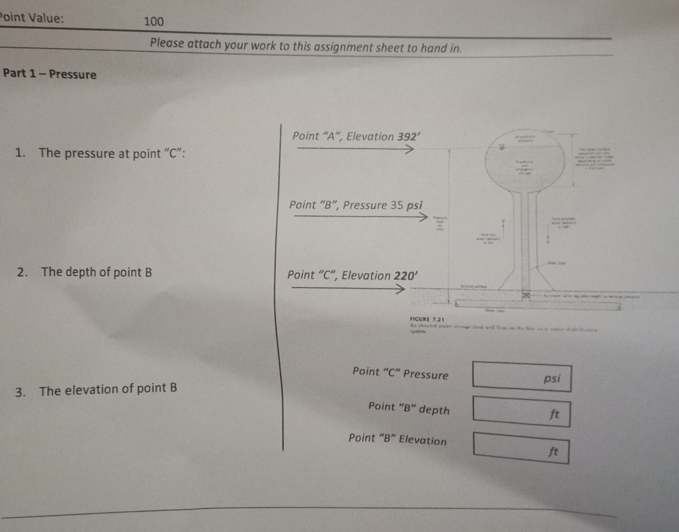 Find: Point " C " Pressure _ _ _ _ _ _ _ psi