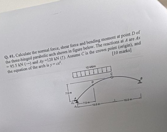 Q . # 1 . Calculate the normal force, shear force
