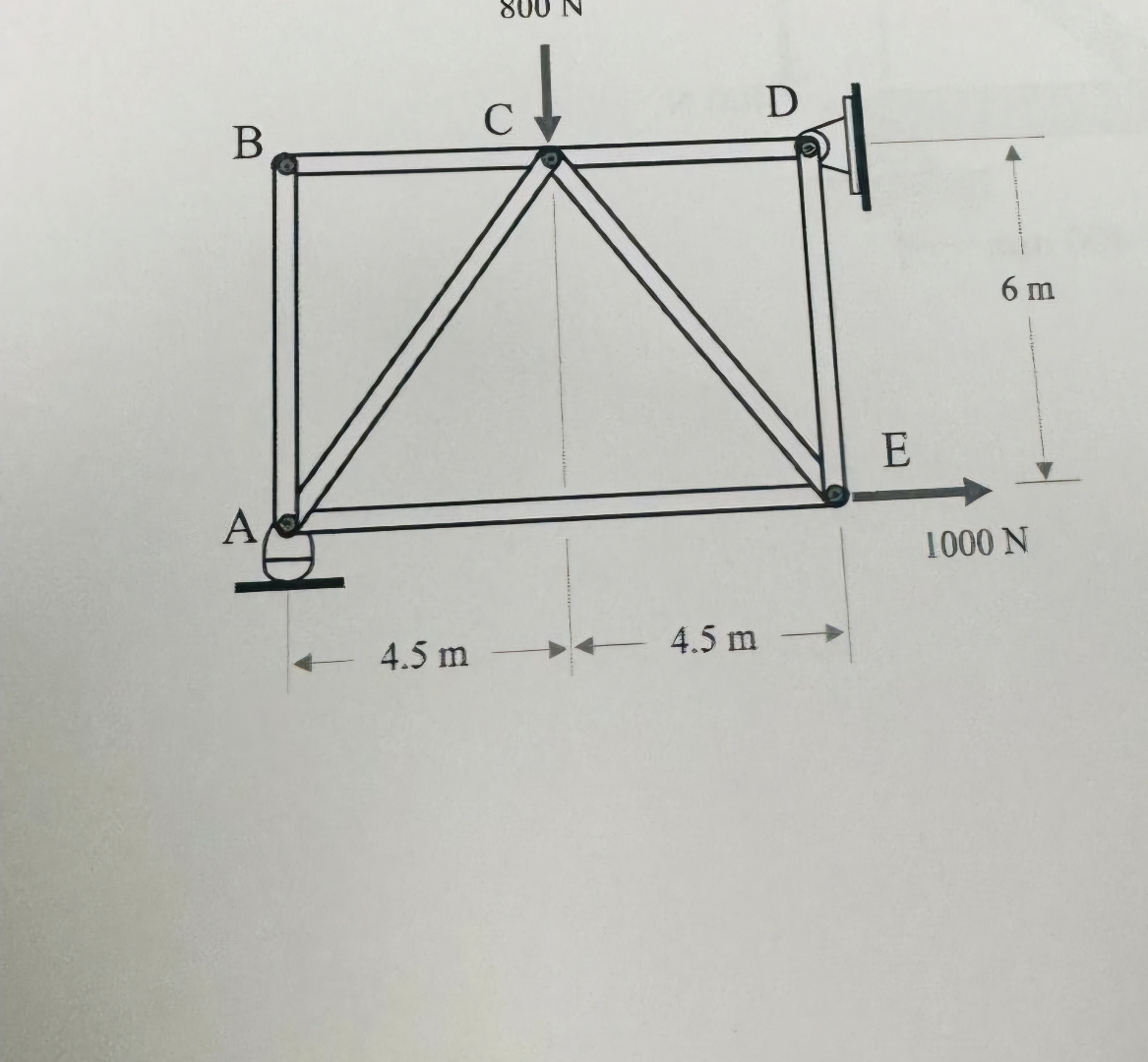 BA 4 . 5 m 4 . 5 mDE 6 m 1 0 0 0 N