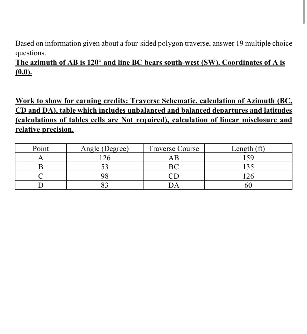 Based on information given about a four - sided