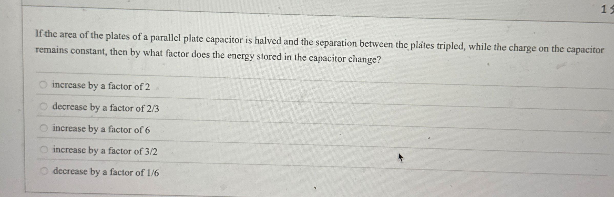 1 5 If the area of the plates of a parallel plate