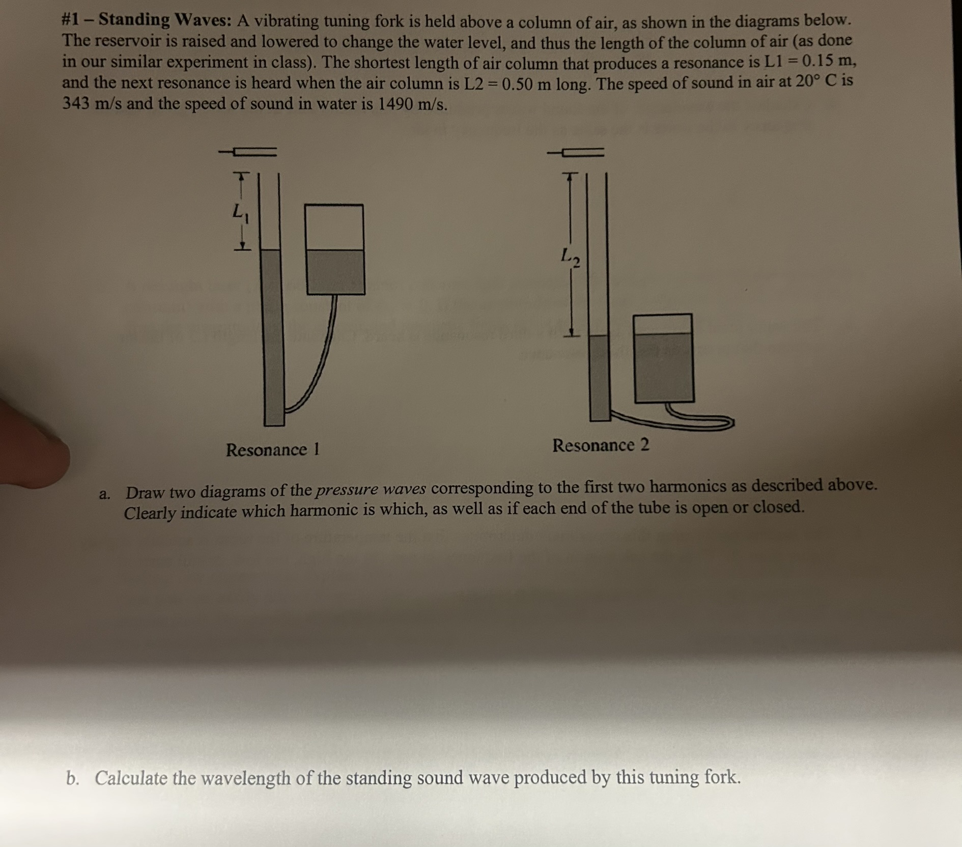 \ # 1 - Standing Waves: A vibrating tuning fork