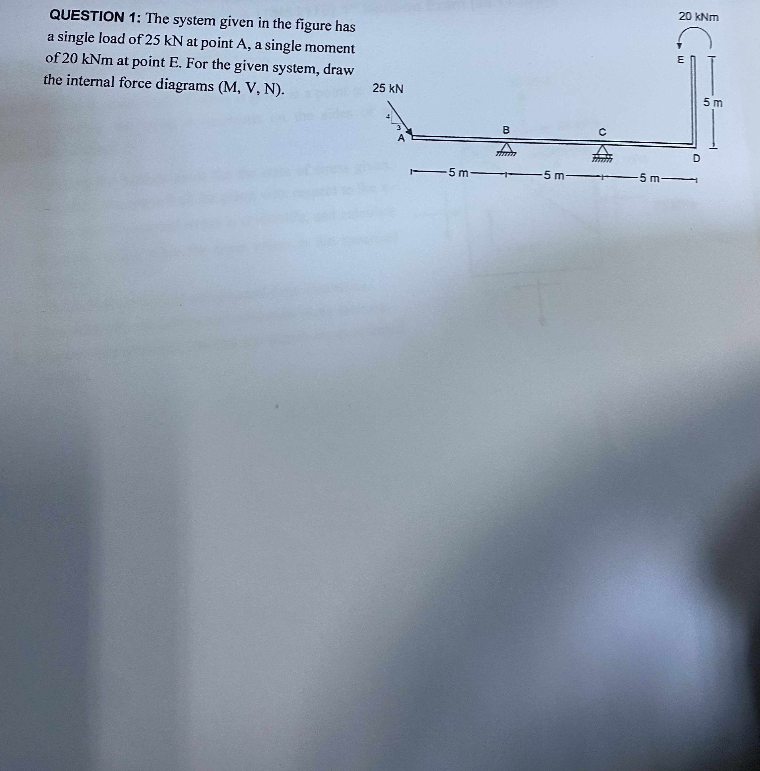 QUESTION 1 : The system given in the figure has a