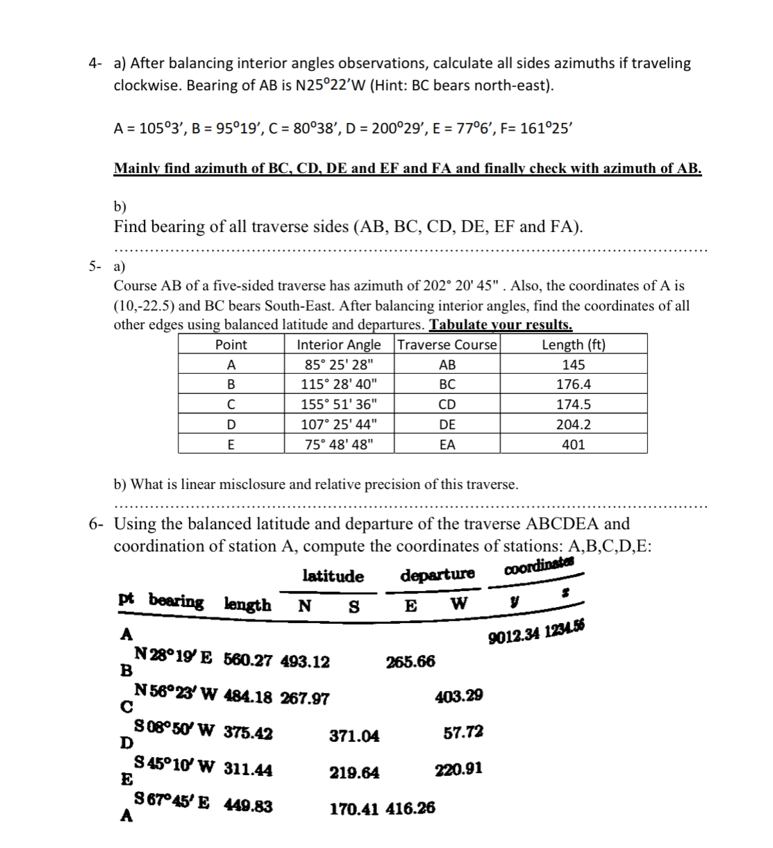 4 - a ) After balancing interior angles