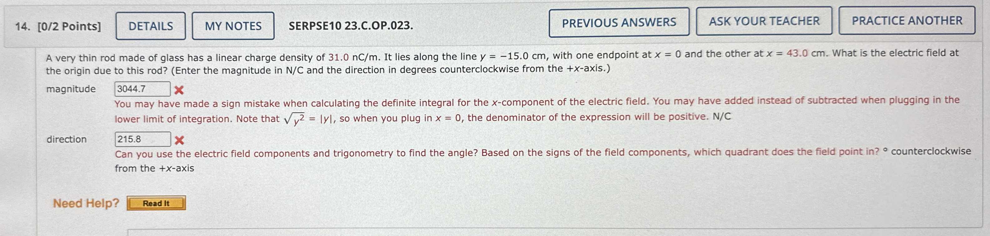 [ 0 / 2 Points ] I SERPSE 1 0 2 3 . C . OP . 0 2
