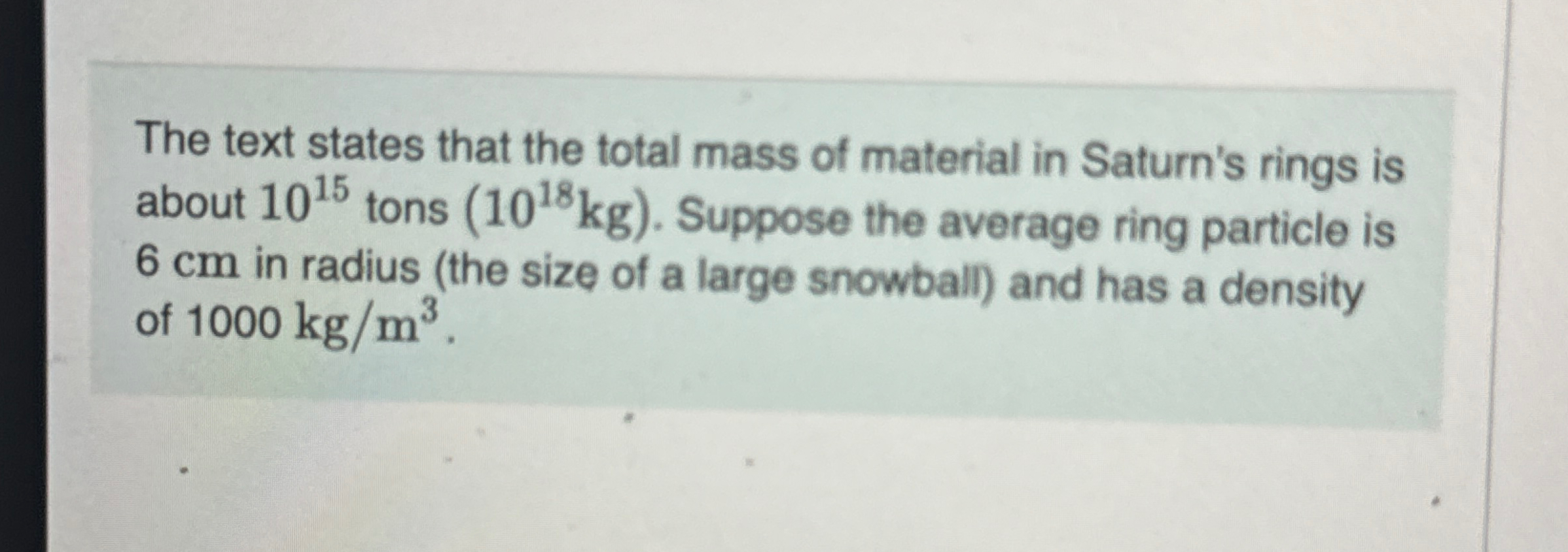 The text states that the total mass of material
